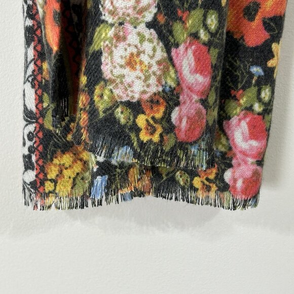 Collection Nineteen Floral Scarf Charcoal Gray Soft Wrap Shawl 22x70 Fringe - Picture 4 of 9